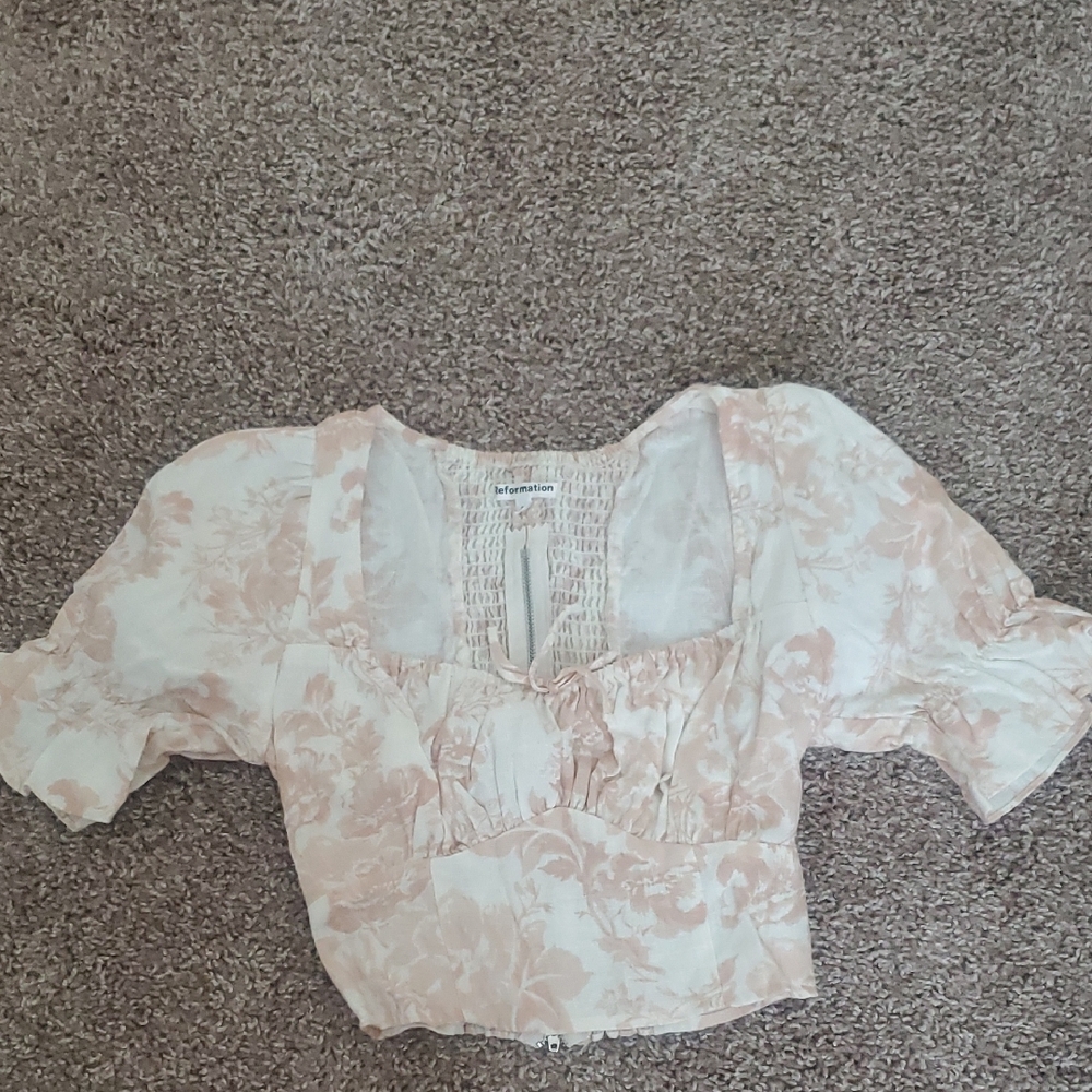 Floral Cream and Pink Women's Top